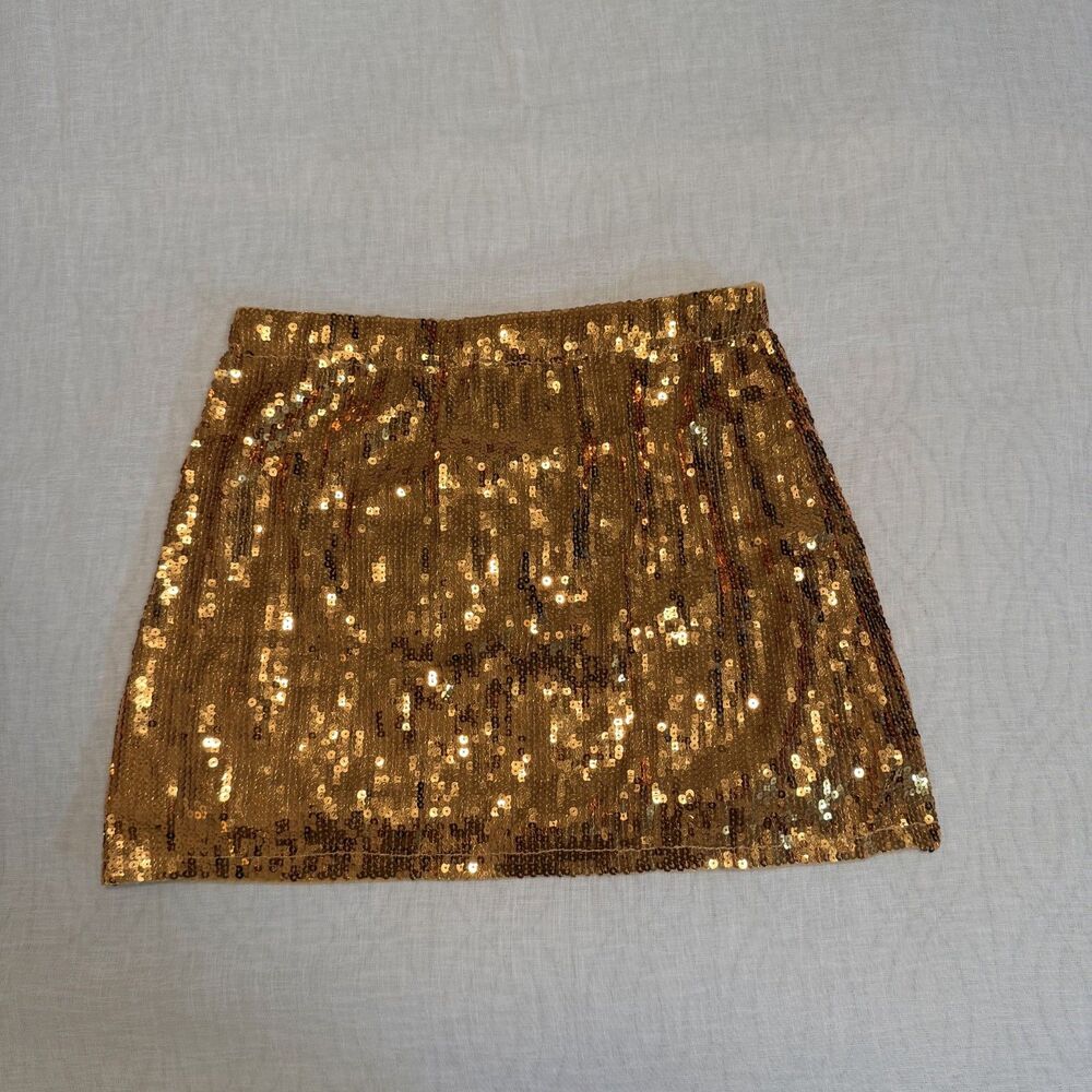 NEW Gold Sequin Mini Skirt M Eras Tour Concert Disco Halloween Costume Medium